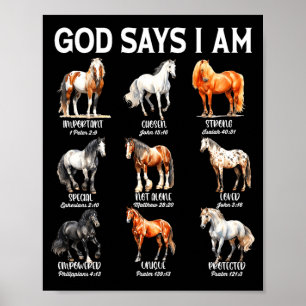 Affiche Dieu dit que je suis cheval chrétienne fille adole