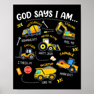 Affiche Dieu dit que je suis chrétien Bible Versets Garçon