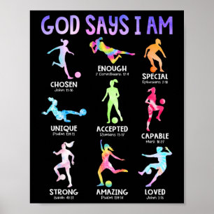 Affiche Dieu Dit Que Je Suis Chrétienne Filles Ados Footba