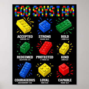 Affiche Dieu dit que je suis des blocs de construction chr