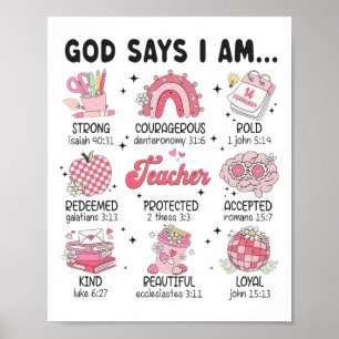 Affiche Dieu Dit Que Je Suis Enseignant Valentine Bible Ch