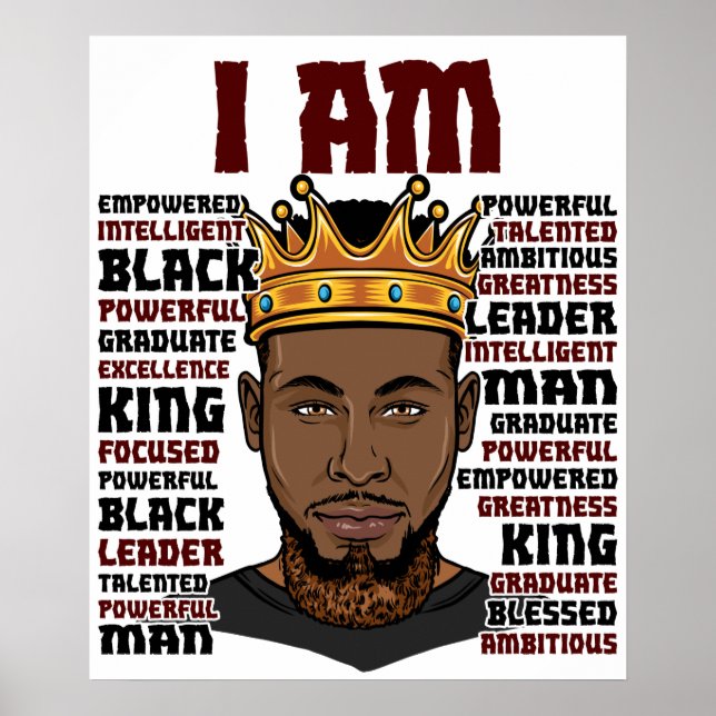 Affiche Dieu dit que je suis le roi noir Melanin homme Bru (Devant)