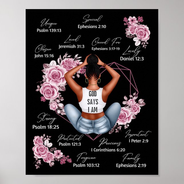 Affiche Dieu Dit Que Je Suis Melanin Black History Mois Af (Devant)