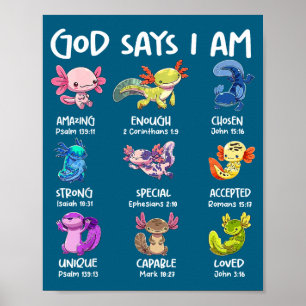 Affiche Dieu dit que je suis mignon Axolotl Verset de la B