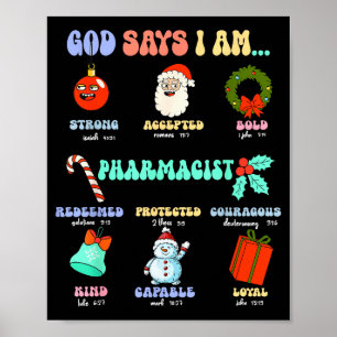 Affiche Dieu dit que je suis Pharmacien Noël Pharmacie Tec