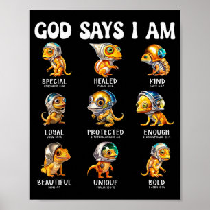 Affiche Dieu dit que je suis un reptile astronaute Écritur