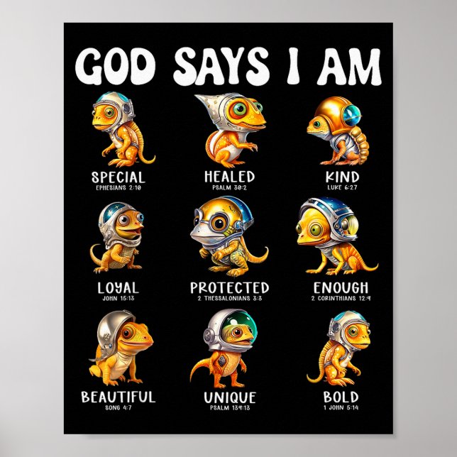 Affiche Dieu dit que je suis un reptile astronaute Écritur (Devant)