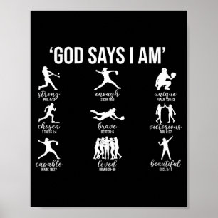Affiche Dieu dit que je suis un verset biblique religieux