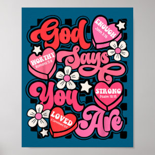 Affiche Dieu dit que vous cœur de bonbon valentine jésus c