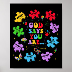 Affiche Dieu Dit Que Vous Êtes Autisme Chrétien Jésus Bibl