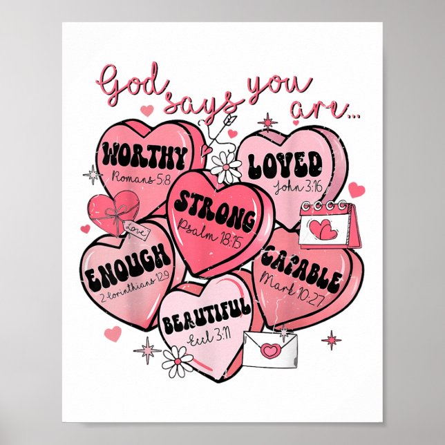 Affiche Dieu Dit Que Vous Êtes Candy Coeur Valentines Fill (Devant)