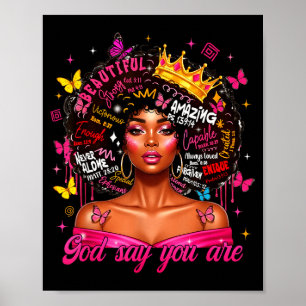 Affiche Dieu dit que vous êtes une reine afro melanine chr