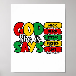 Affiche Dieu Dit Qu'Elle Est Bible Verse JunetDix Black Li