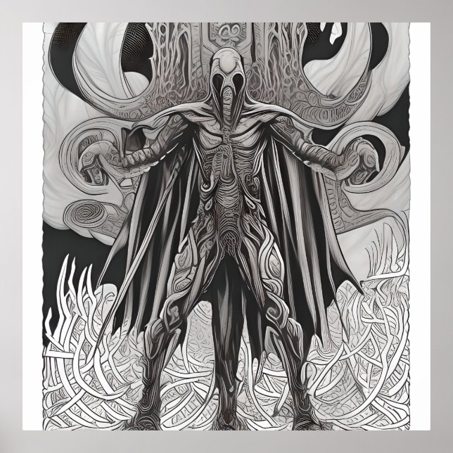 Affiche Dieu du Dragon auto-colorant (Devant)