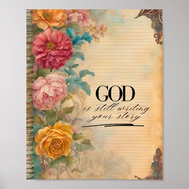 Affiche Dieu écrit toujours votre histoire dans un Journal (Devant)