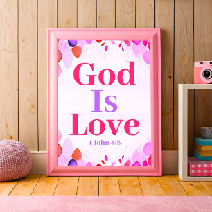 Affiche Dieu est amour Boho Christian Ado Girl Wall Art