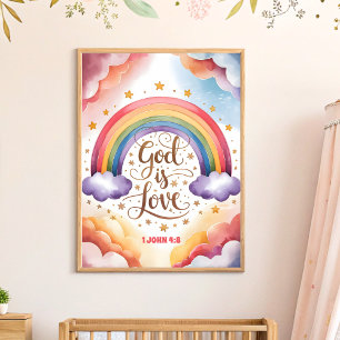 Affiche Dieu est Amour Boho Christian Nursery Wall Art