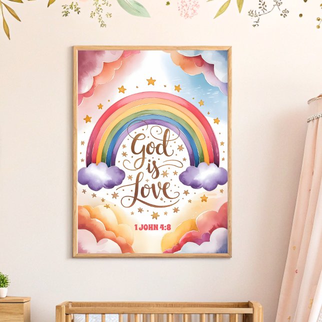 Affiche Dieu est amour Christian Nursery Kids Wall Art (Créateur téléchargé)