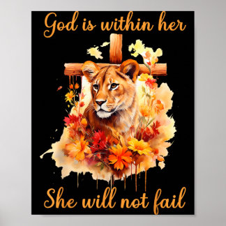 Affiche Dieu Est En Elle Elle Ne Echouera Pas Lionne Croix