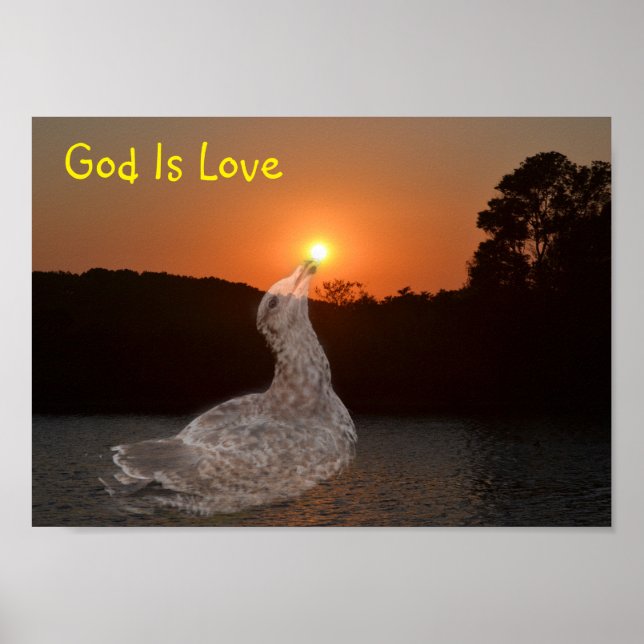 Affiche Dieu est l'amour coucher de soleil (Devant)