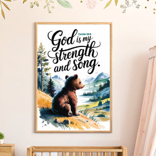 Affiche Dieu est ma force chrétienne Nursery Wall Art