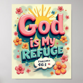 Affiche Dieu est mon refuge
