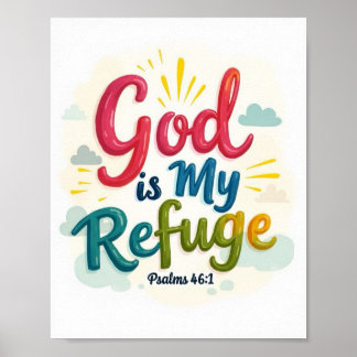 Affiche Dieu est mon refuge