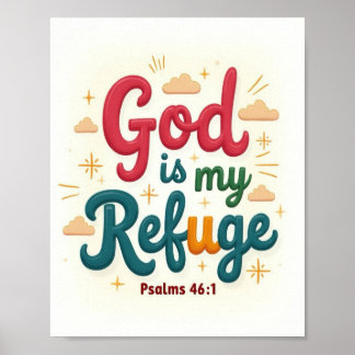 Affiche Dieu est mon refuge