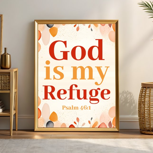 Affiche Dieu est mon refuge Boho Christian Wall Art print (Créateur téléchargé)