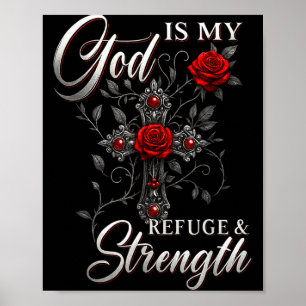 Affiche Dieu est mon refuge et ma force Rose Croix Foi