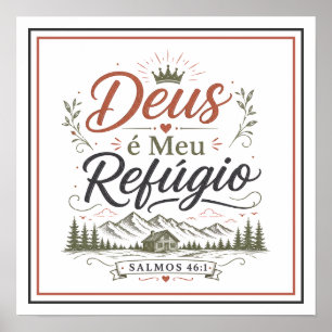 Affiche Dieu est Mon Refuge Phrase Motivante Chrétienne