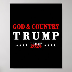 Affiche Dieu et pays Trump 2024 Dieu Trump 