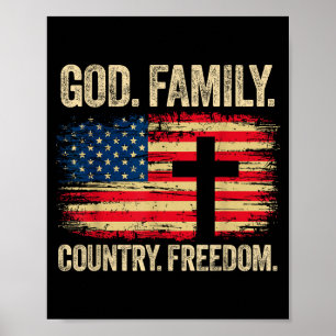 Affiche Dieu Famille Pays Dom Drapeau Usa Croix