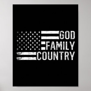 Affiche Dieu Famille Pays - Drapeau américain chrétien pat