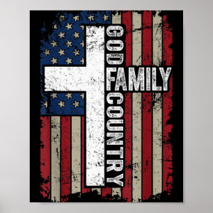 Affiche Dieu Famille Pays Patriotique Chrétien Vintage Usa