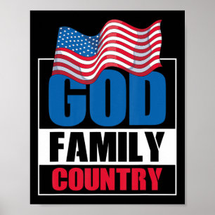 Affiche Dieu Famille Pays Soldat Patriot US Mémoire du dra