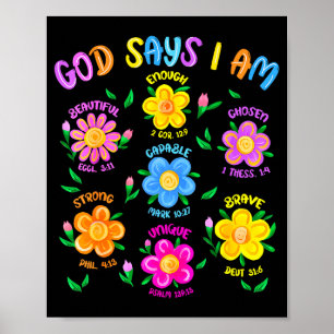 Affiche Dieu floral dit que je suis verset biblique chréti
