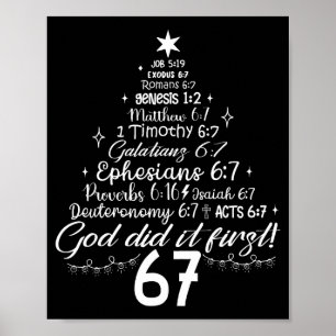 Affiche Dieu l'a fait en premier 67 Bible chrétienne 6 7 M