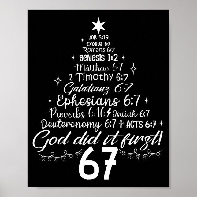 Affiche Dieu l'a fait en premier 67 Bible chrétienne 6 7 M (Devant)