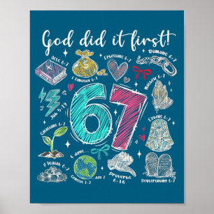 Affiche Dieu l'a fait en premier Mème chrétien 6 7 pour le