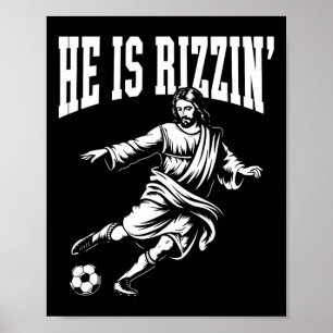 Affiche Dieu mémé drôle Noël chrétien Il est Rizzin Je