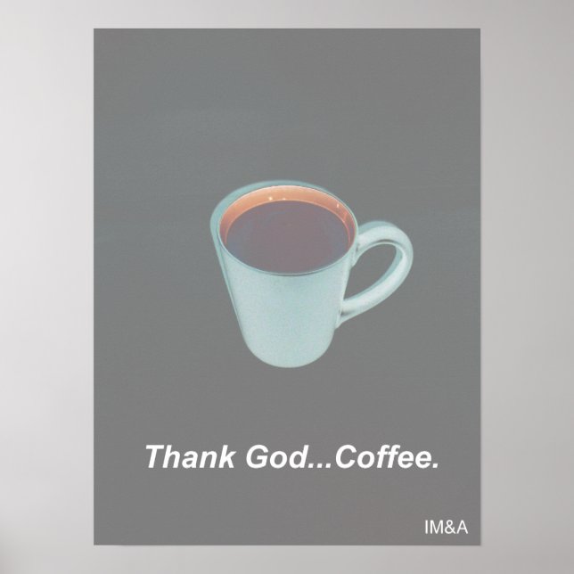 Affiche Dieu merci café bleu blanc et mauve (Devant)