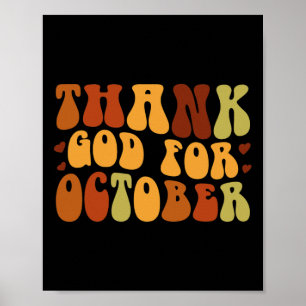 Affiche Dieu merci pour octobre automne Halloween Thanksgi