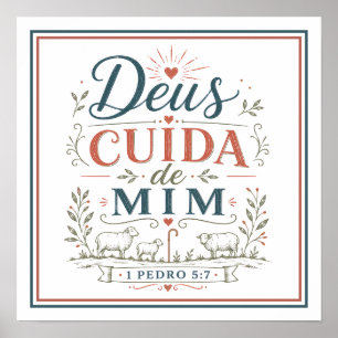 Affiche Dieu Prend Soin de Moi Phrase Spirituelle Chrétien