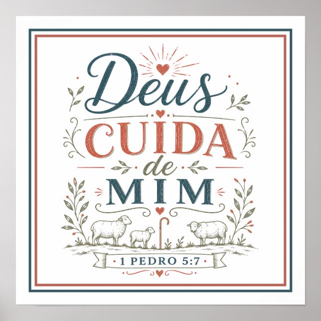 Affiche Dieu Prend Soin de Moi Phrase Spirituelle Chrétien (Devant)