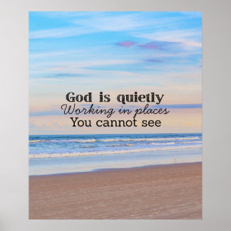 Affiche Dieu travaille la typographie chrétienne Biblique