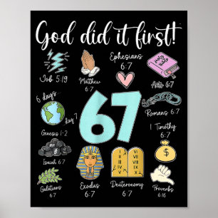 Affiche Dieu Vintage L'a Fait En Premier 67 Six Sept Mème