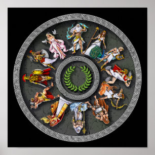 Affiche Dieux de la mythologie grecque antique