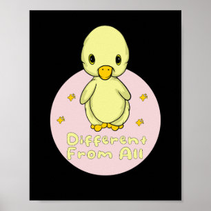 Affiche Différent De Tous Kawaii Baby Duck Jaune & Rose