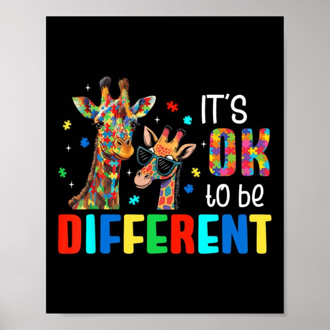 Affiche Différent Girafe Animal Sensibilisation à l'autism (Devant)